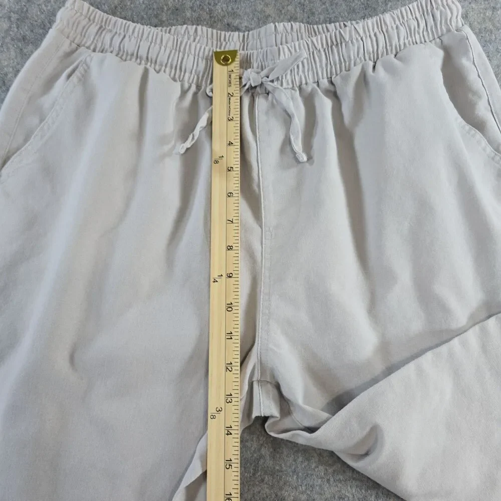 Coofandy Men's Linen Blend Elastic Waist Straight Leg Casual Pants Size L Ivory - Picture 6 of 8